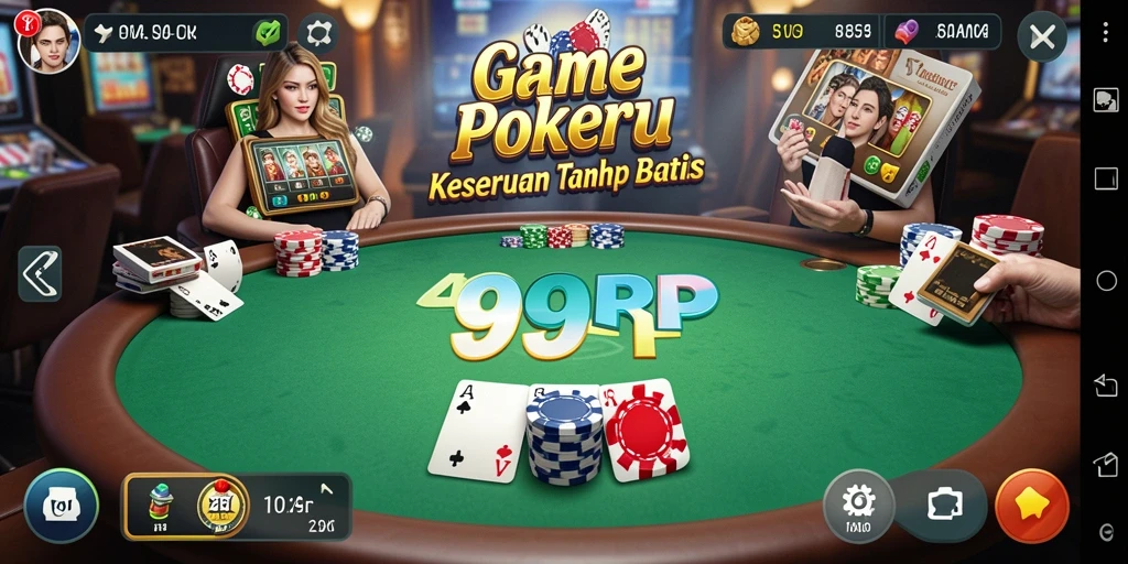 Gameplay seru poker dengan pemain dari seluruh dunia.