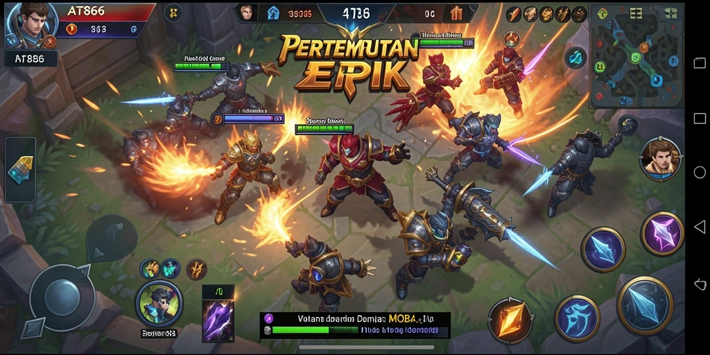 Menampilkan pertarungan epik dalam game MOBA AT866.