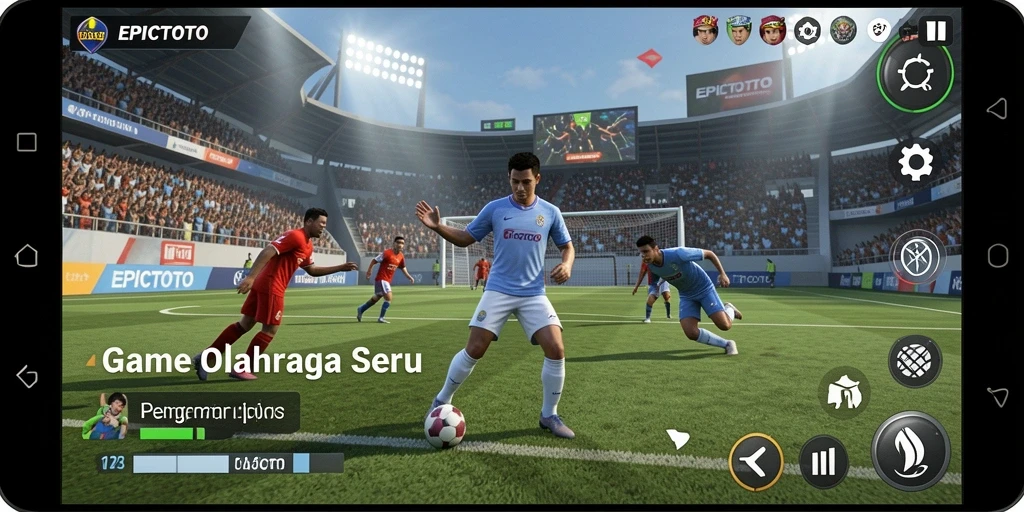 Screenshot gameplay EPICTOTO dengan aksi pertandingan olahraga.
