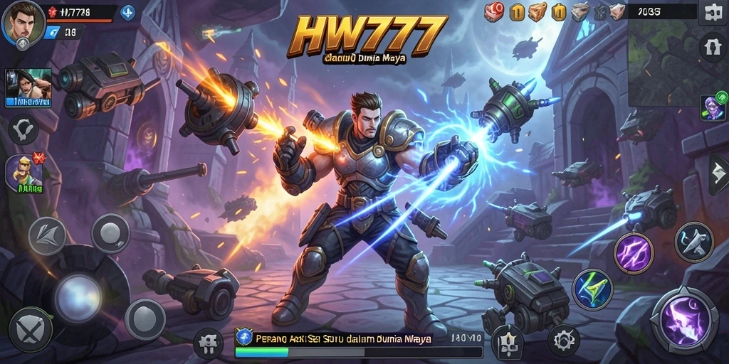 Screenshot HW777 menunjukkan aksi mendebarkan dalam gameplay pertarungan.