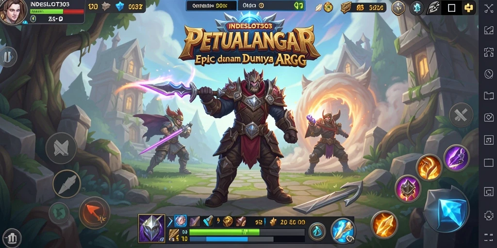 Screenshot INDESLOT303 menunjukkan aksi pertarungan epik dalam gameplay ARPG.