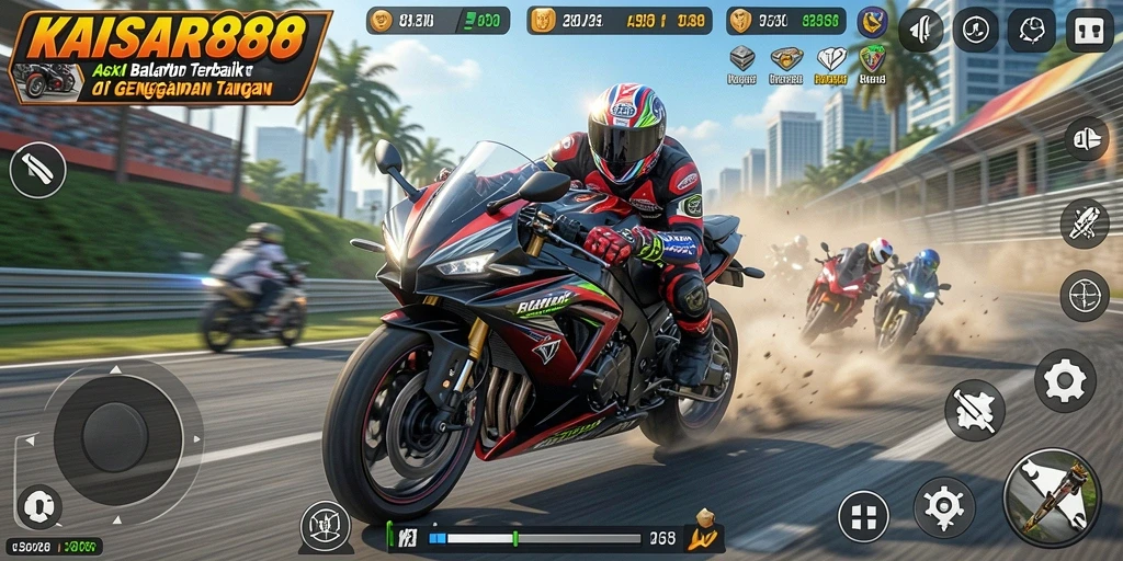Tampilan mendebarkan gameplay balap motor KAISAR888.