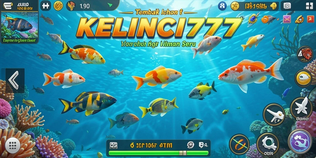 Screenshot gameplay KELINCI777 menampilkan aksi tembak ikan yang mendebarkan.