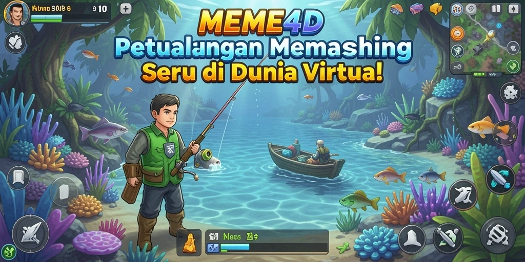 Menampilkan gameplay menarik memancing ikan di MEME4D.