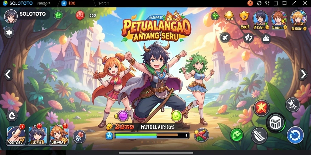 Screenshot utama SOLOTOTO menampilkan aksi seru di dunia anime.
