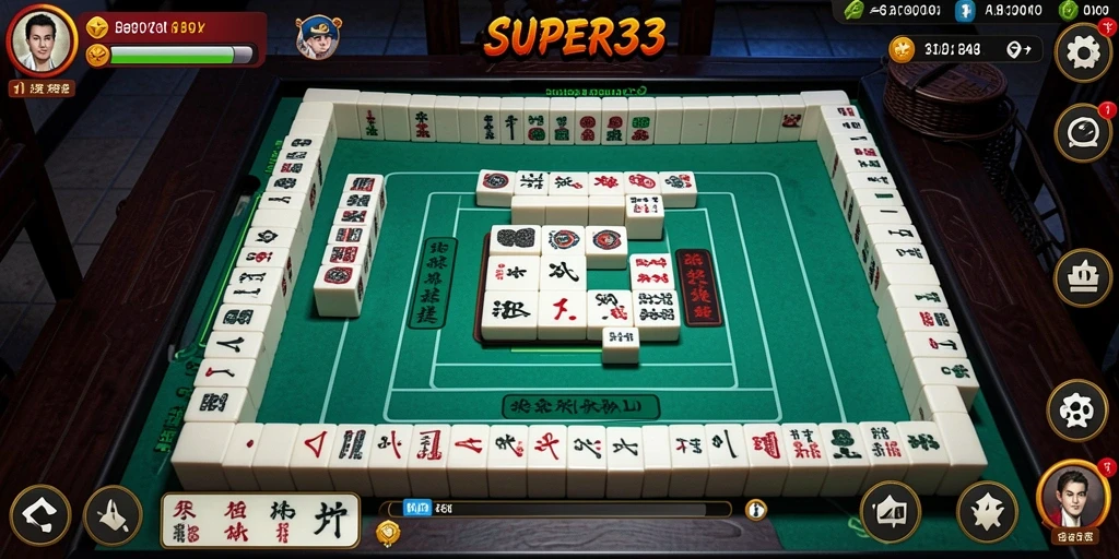 Tampilan gameplay SUPER33 dengan berbagai level Mahjong yang menantang.